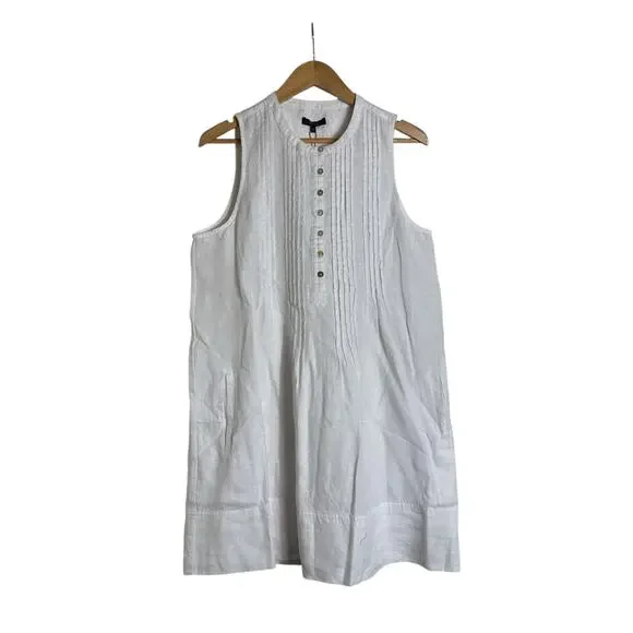 Quince 100% European Linen Sleeveless Swing Dress Women XS White NWT
